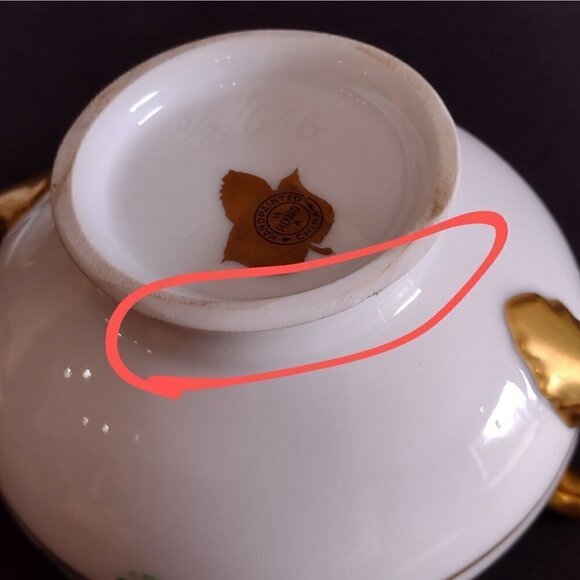 W A Pickard Handpainted China Art Nouveau Style Pink Floral Gold Sugar Creamer - Picture 9 of 10